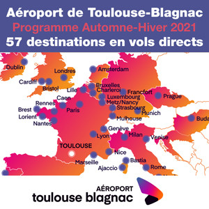 Aéroport de Toulouse-Blagnac<br>57 destinations en vols directs