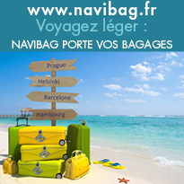 Finie la corvée des bagages,<br>Voyagez léger, <br> Navibag porte vos bagages