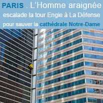 L’Homme araignée<br>veut sauver<br>la cathédrale<br>Notre-Dame<br>de Paris
