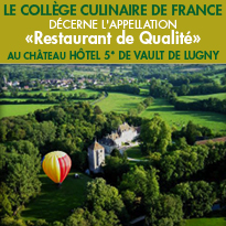 Le Collège Culinaire de France <br>décerne l'appellation <br> « Restaurant de qualité » <br>au Château hôtel 5* de Vault de Lugny