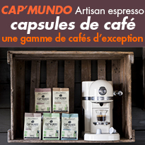 CAP’MUNDO<br>La 1er gamme de capsules<br>100% biodégradables et compostables<br>compatibles Nespresso®.