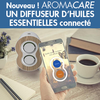 Aromathérapie<br>AromaCare<br>un diffuseur connecté<br>d’huiles essentielles