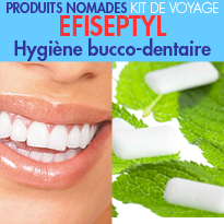 les produits nomades<br>Efiseptyl<br>pour garder des dents propres