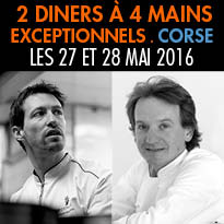 Porto-Vecchio<br>Les 27 et 28 mai prochains<br>2 diners à 4 mains<br>exceptionnels