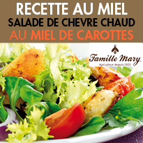 SALADE<br>DE CHÈVRE CHAUD <br>AU MIEL DE CAROTTES