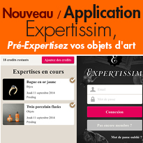 Nouveau<br>avec l'application Expertissim<br>Photographiez, estimez,<br>vendez !