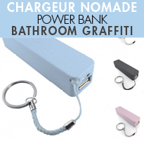chargeur Nomade<br>Emportez partout<br>avec vous une batterie de secours !