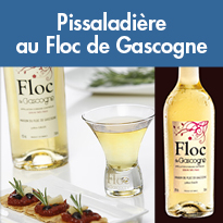 Entrée savoureuse<br>Pissaladière<br>au Floc de Gascogne