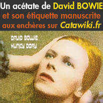 L’unique exemplaire<br>acétate<br>de « Hunky Dory »<br>aux enchères sur Catawiki.fr